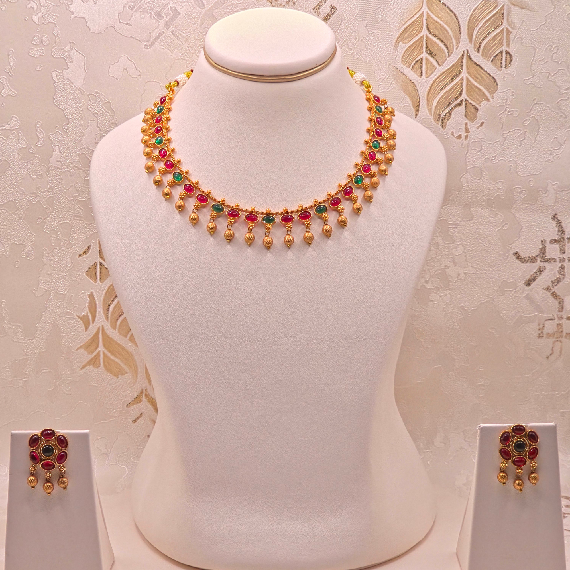 Ruby Emerald Gold Drop Set