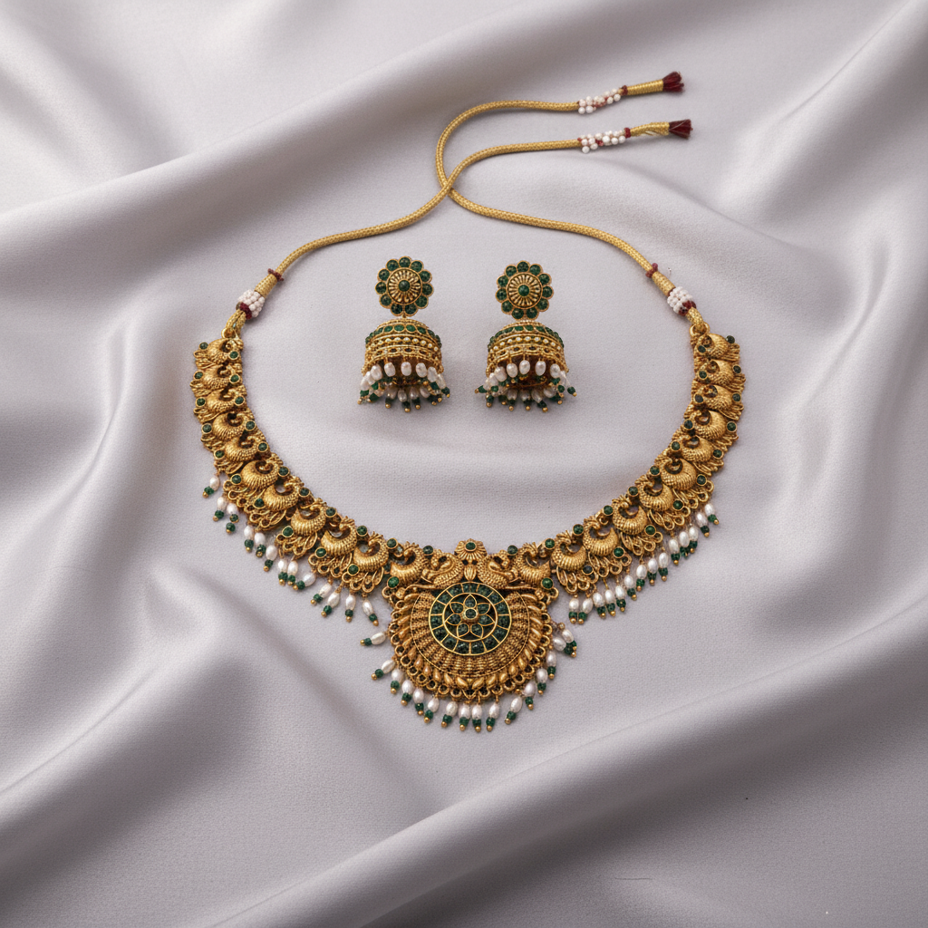 Royal Peacock Temple Necklace Set