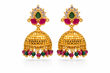 Royal Emerald Ruby CZ Jhumka Earrings (Small)