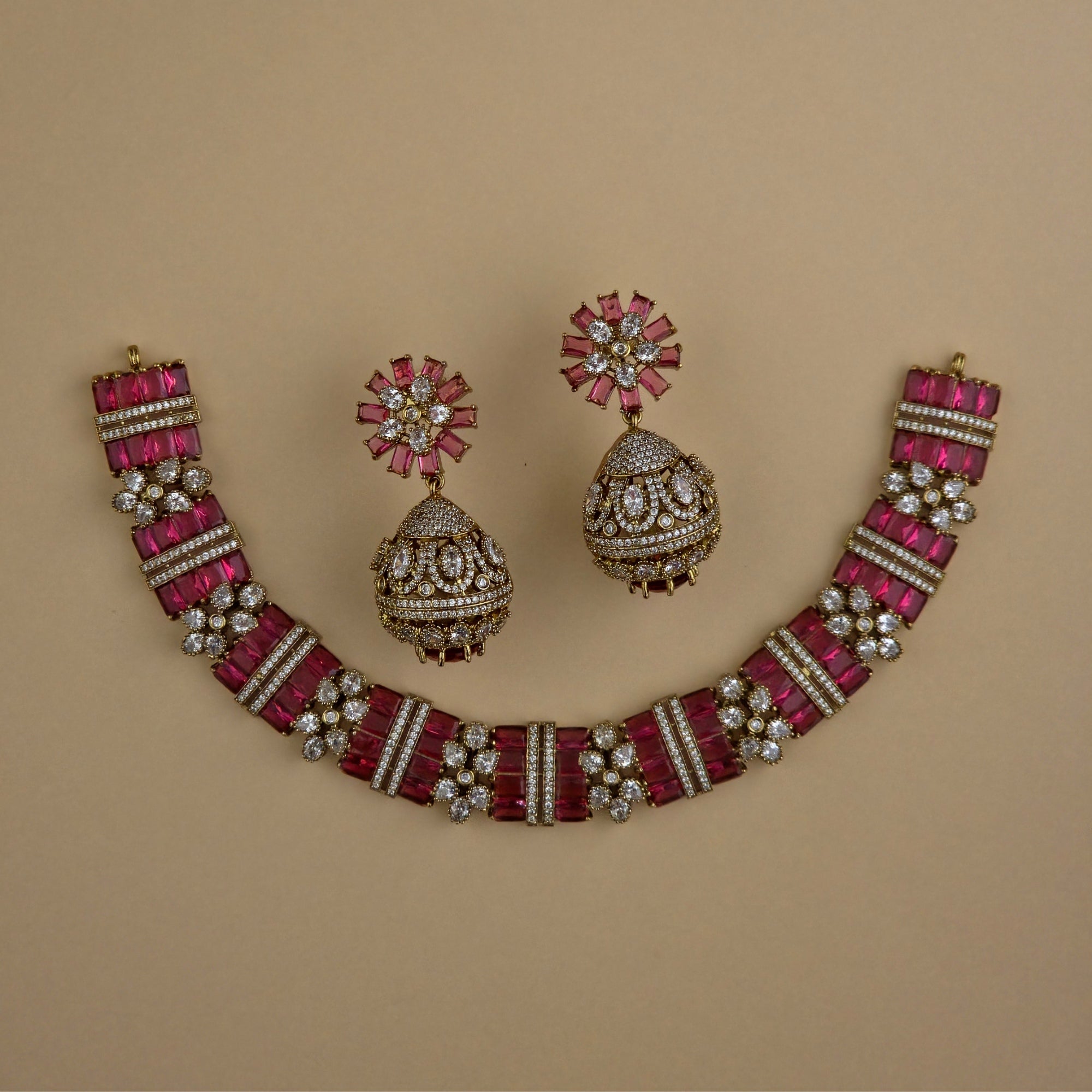 Royal Ruby Victorian Floral CZ NeckSet