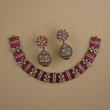 Royal Ruby Victorian Floral CZ NeckSet