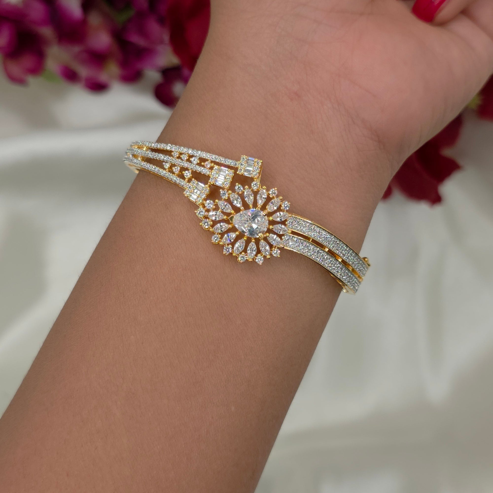 Adjustable CZ Spark Leaf Bracelets