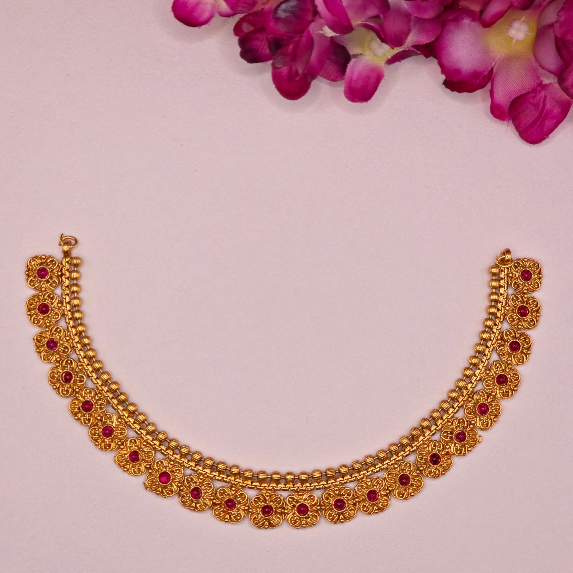 Ruby Floral Antique Choker Set