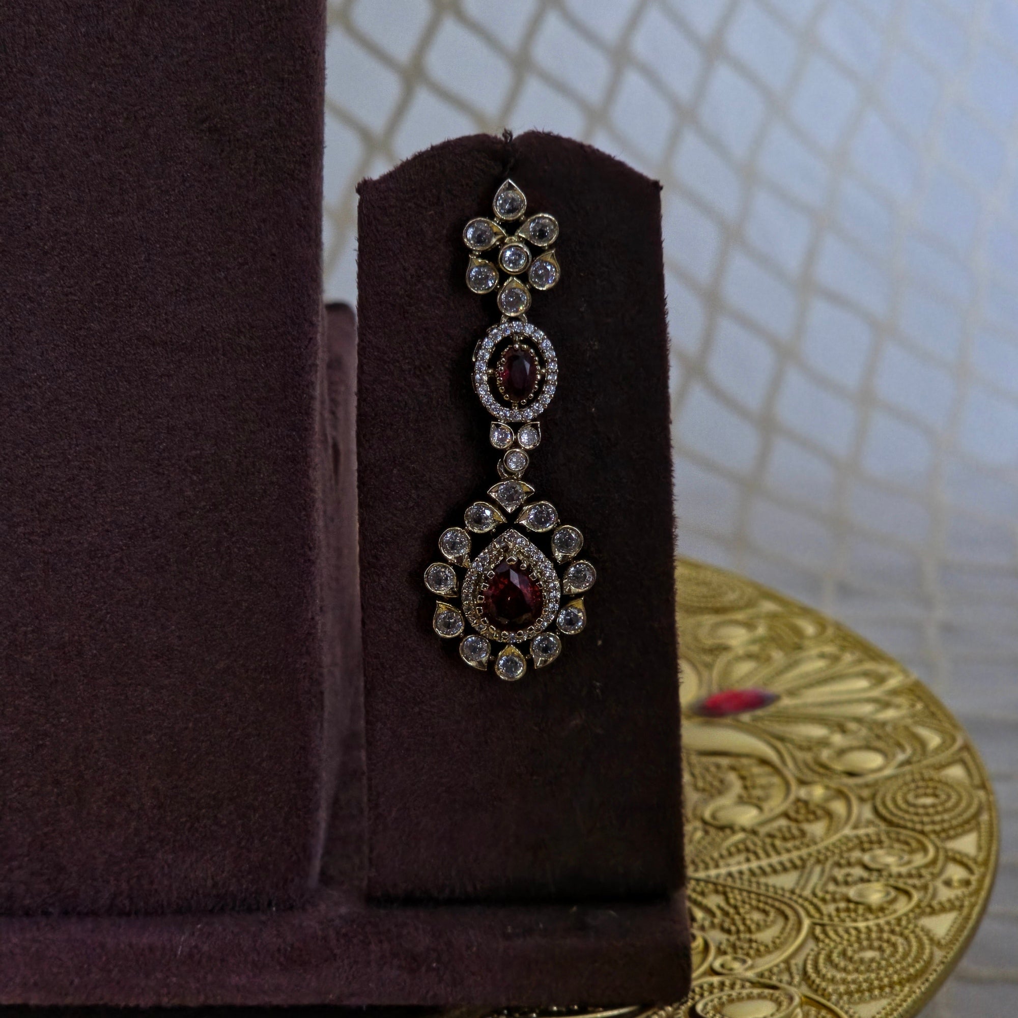 Blush Red Victorian Kundan Bridal Choker Set