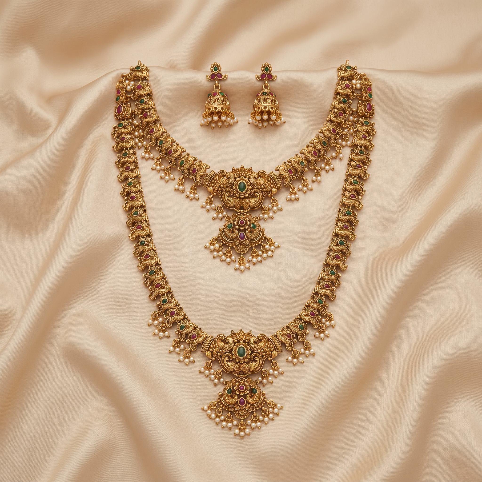Ruby Emerald Bridal Set