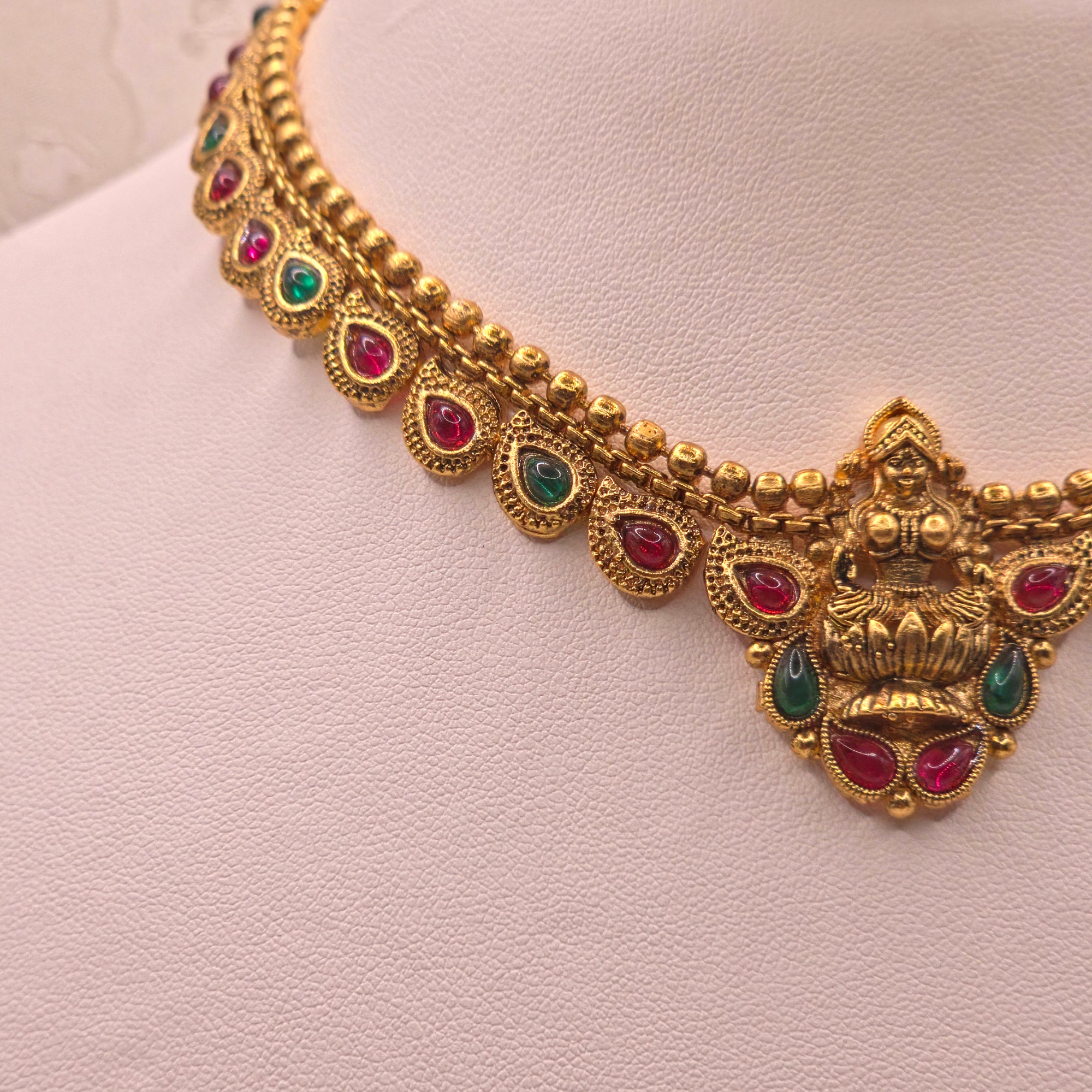 Lakshmi Temple Ruby Emerald Set