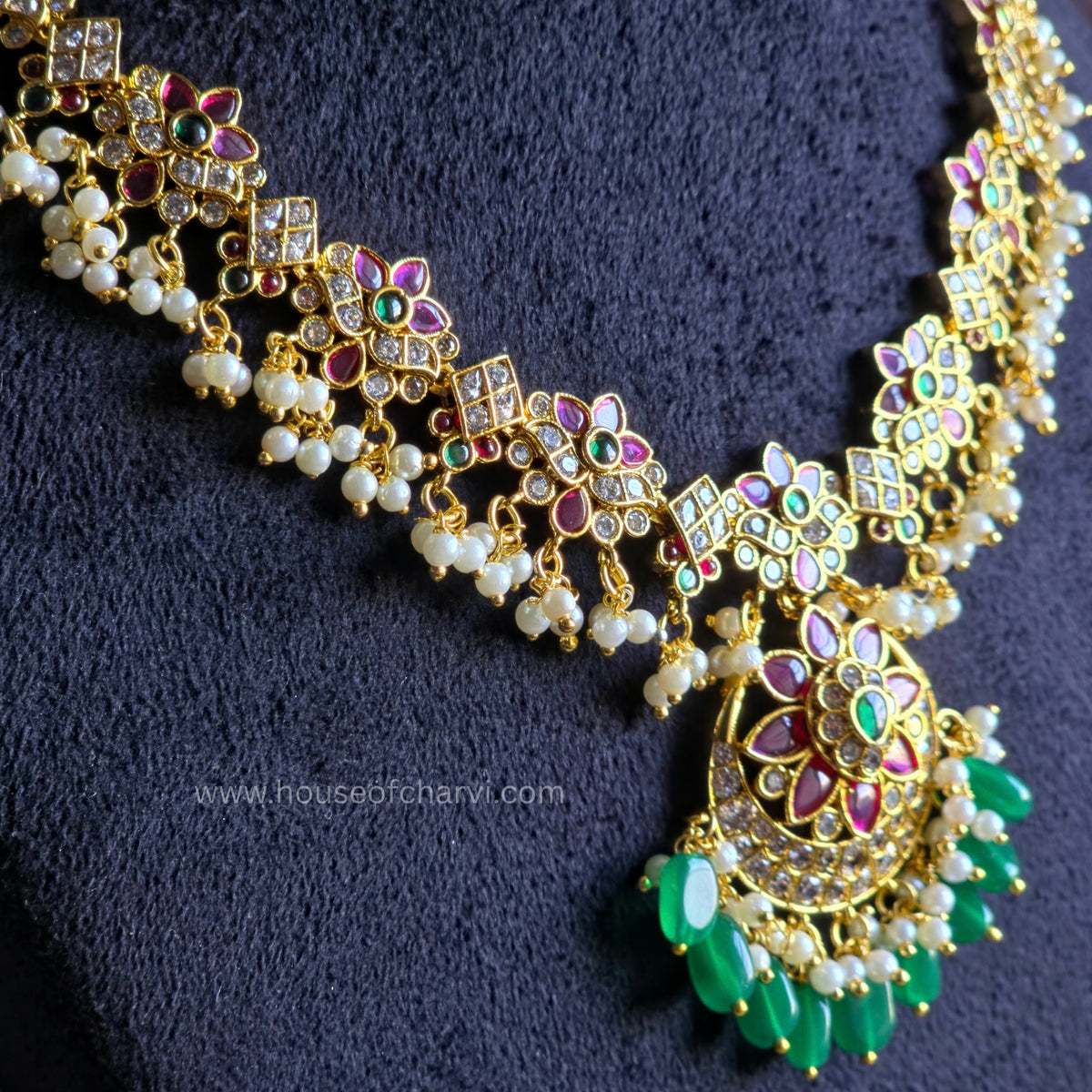 Ruby Green Necklace Set