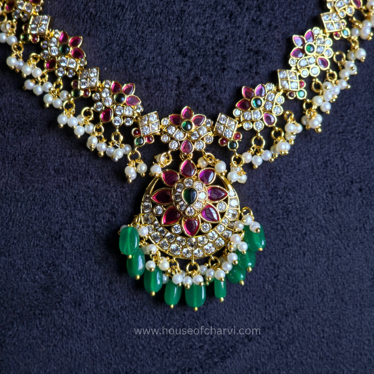 Ruby Green Necklace Set