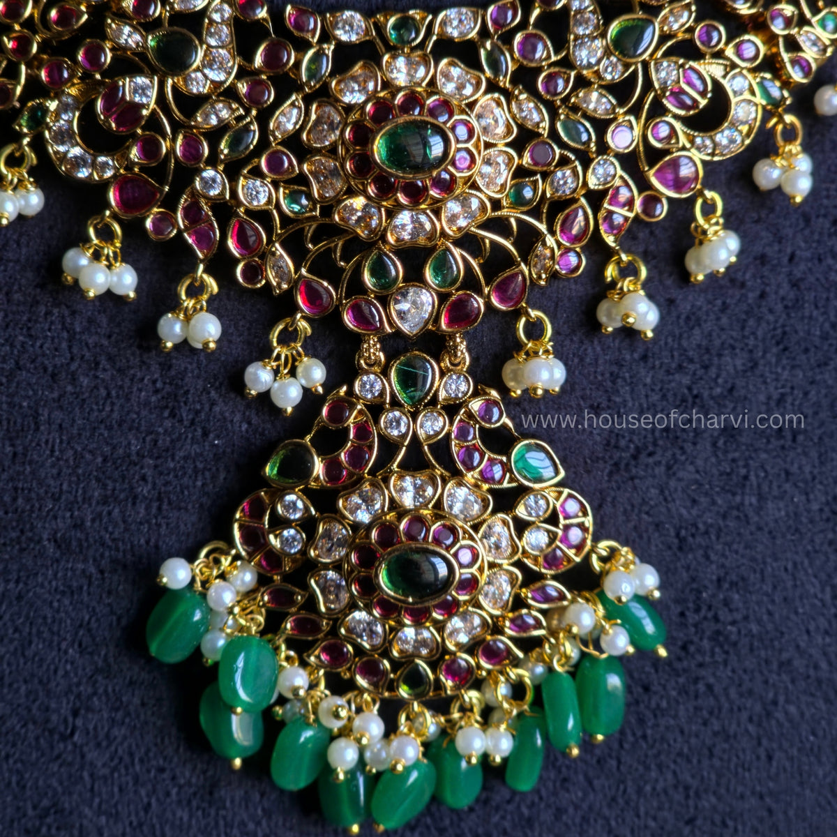Ruby Green Necklace Set