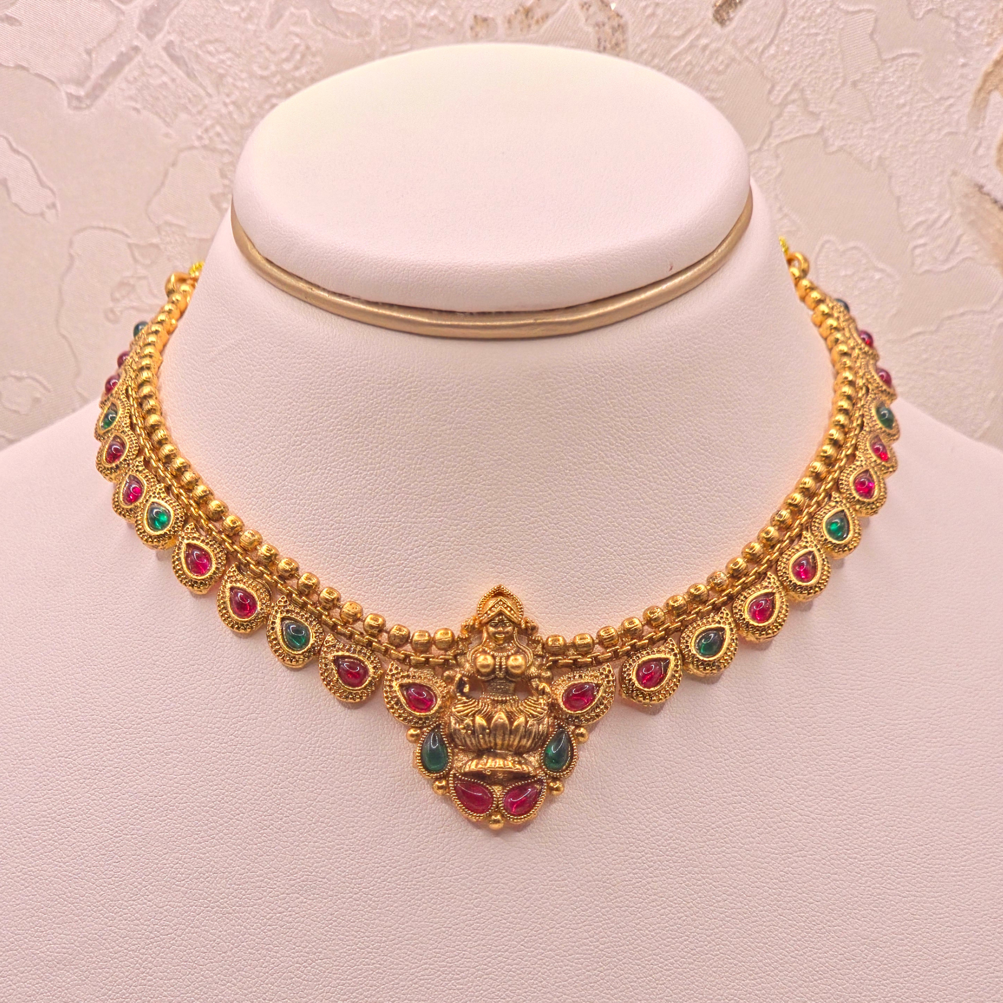 Lakshmi Temple Ruby Emerald Set