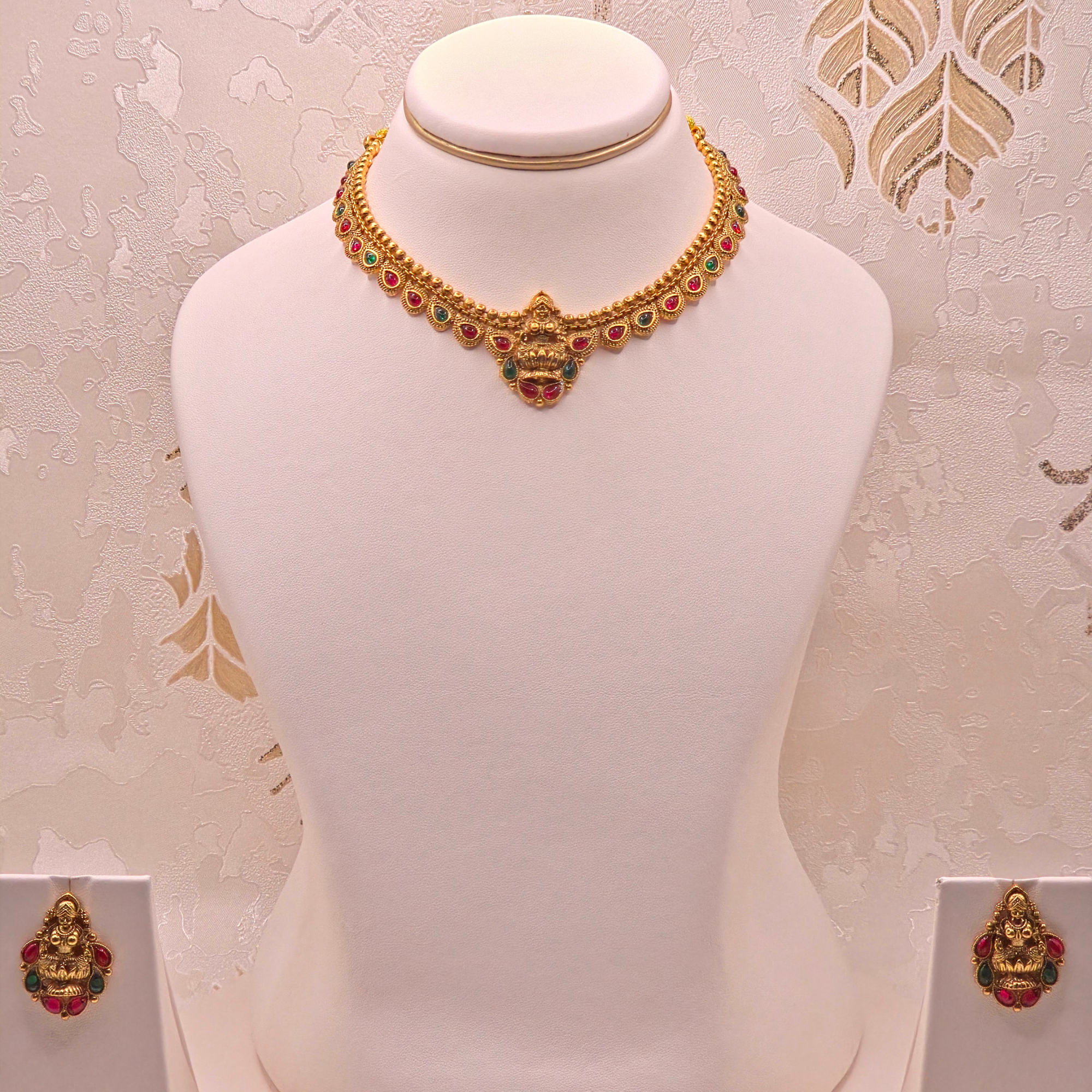 Lakshmi Temple Ruby Emerald Set