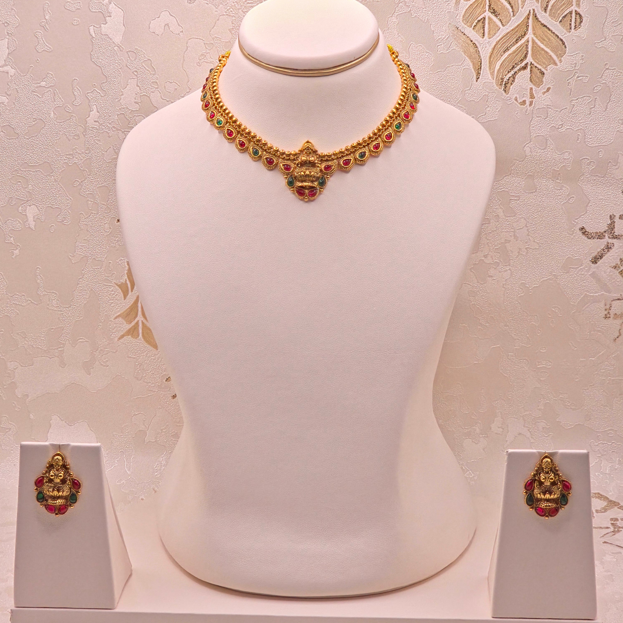 Lakshmi Temple Ruby Emerald Set