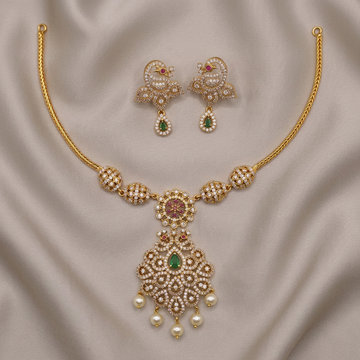 Emerald Peacock Diamond Necklace Set