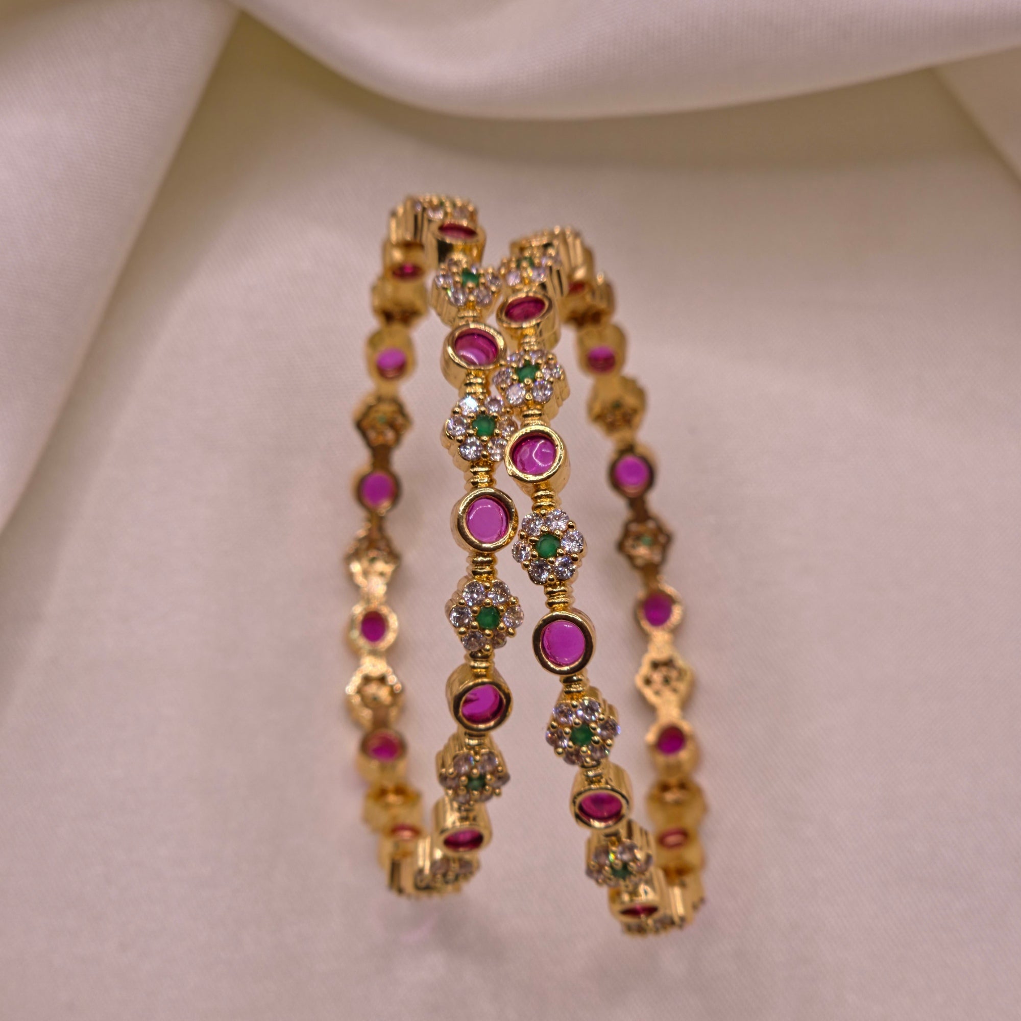 Elegant Floral Crystal Bangles