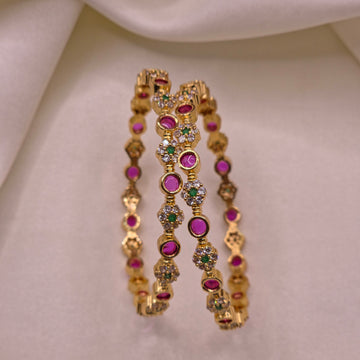 Elegant Floral Crystal Bangles
