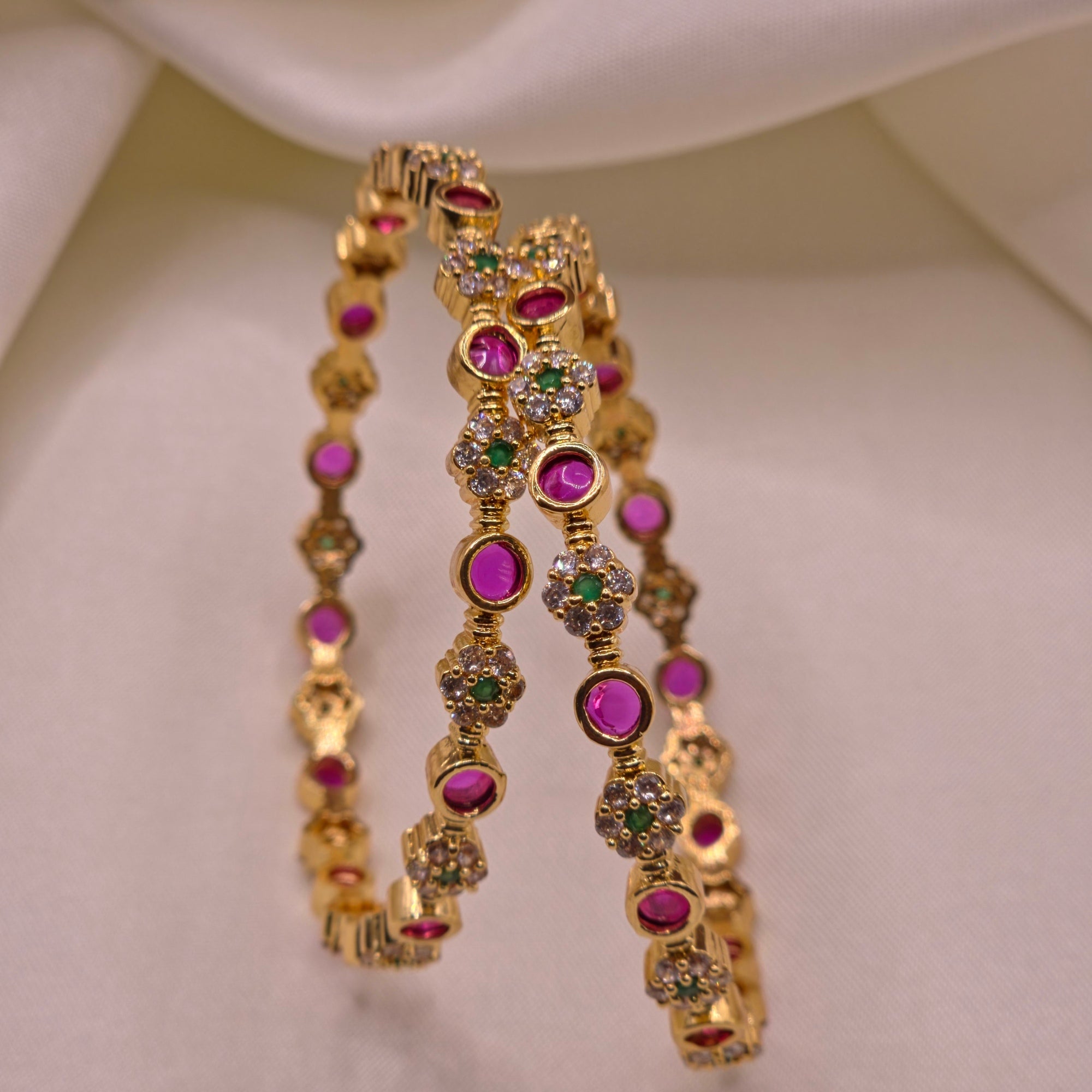Elegant Floral Crystal Bangles