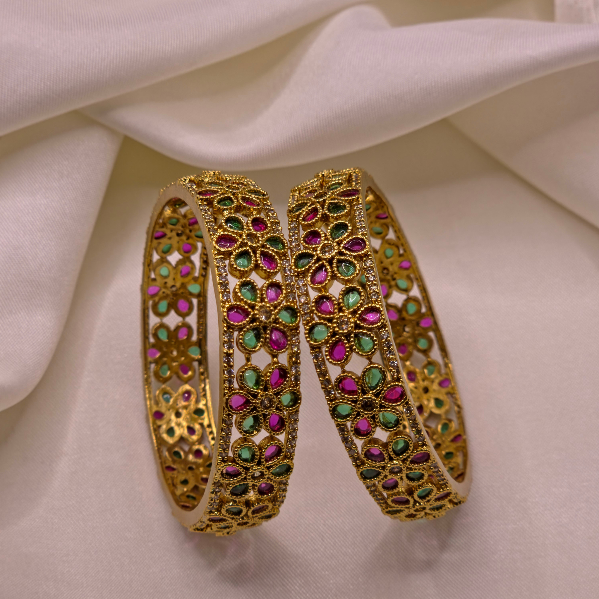 Ruby Emerald CZ Bangles