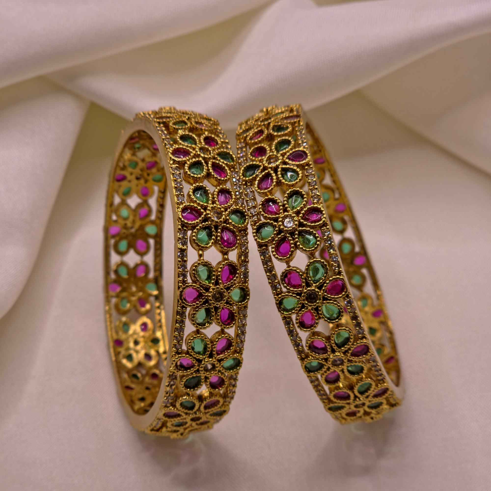 Ruby Emerald CZ Bangles