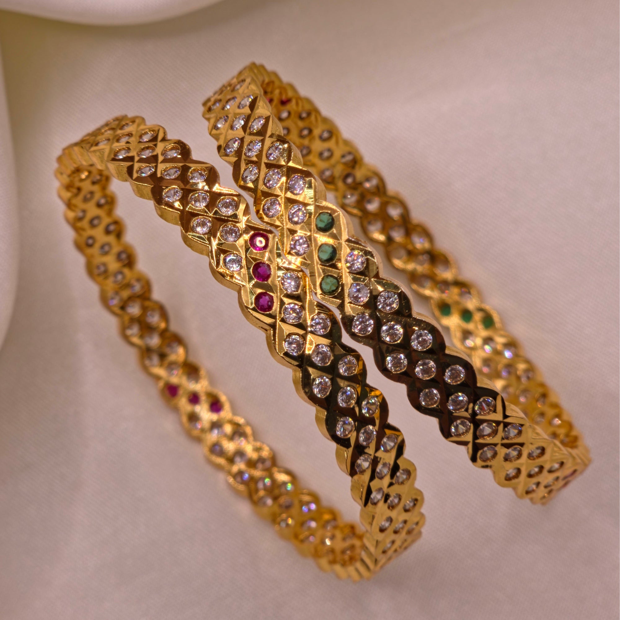 Elegant Crystal Bangle Set