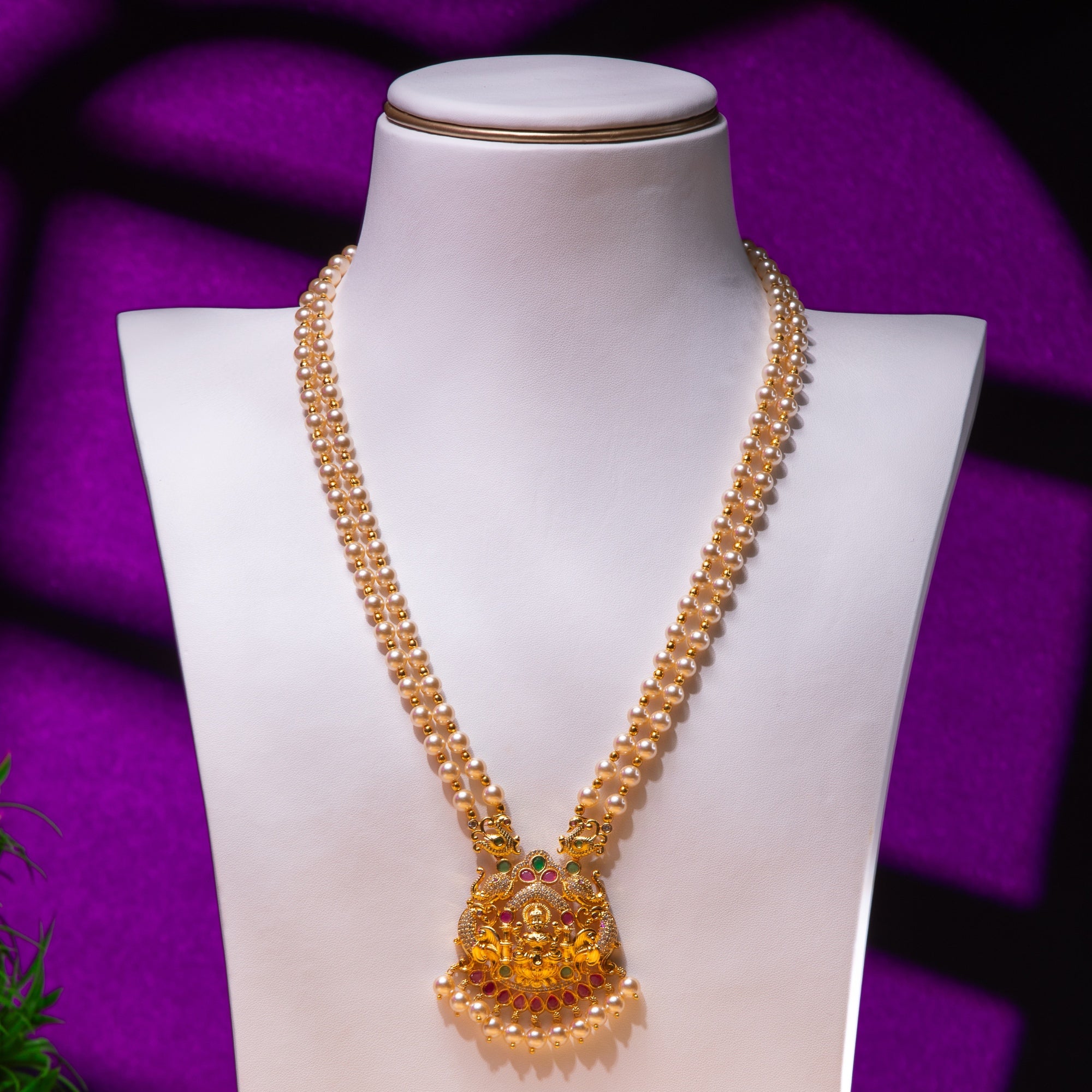 "Lakshmi Pearl Haaram Jhumka Set