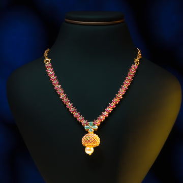 Emerald Bloom Pearl Drop Necklace Set