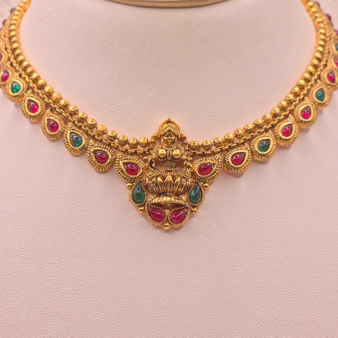 Lakshmi Temple Ruby Emerald Set