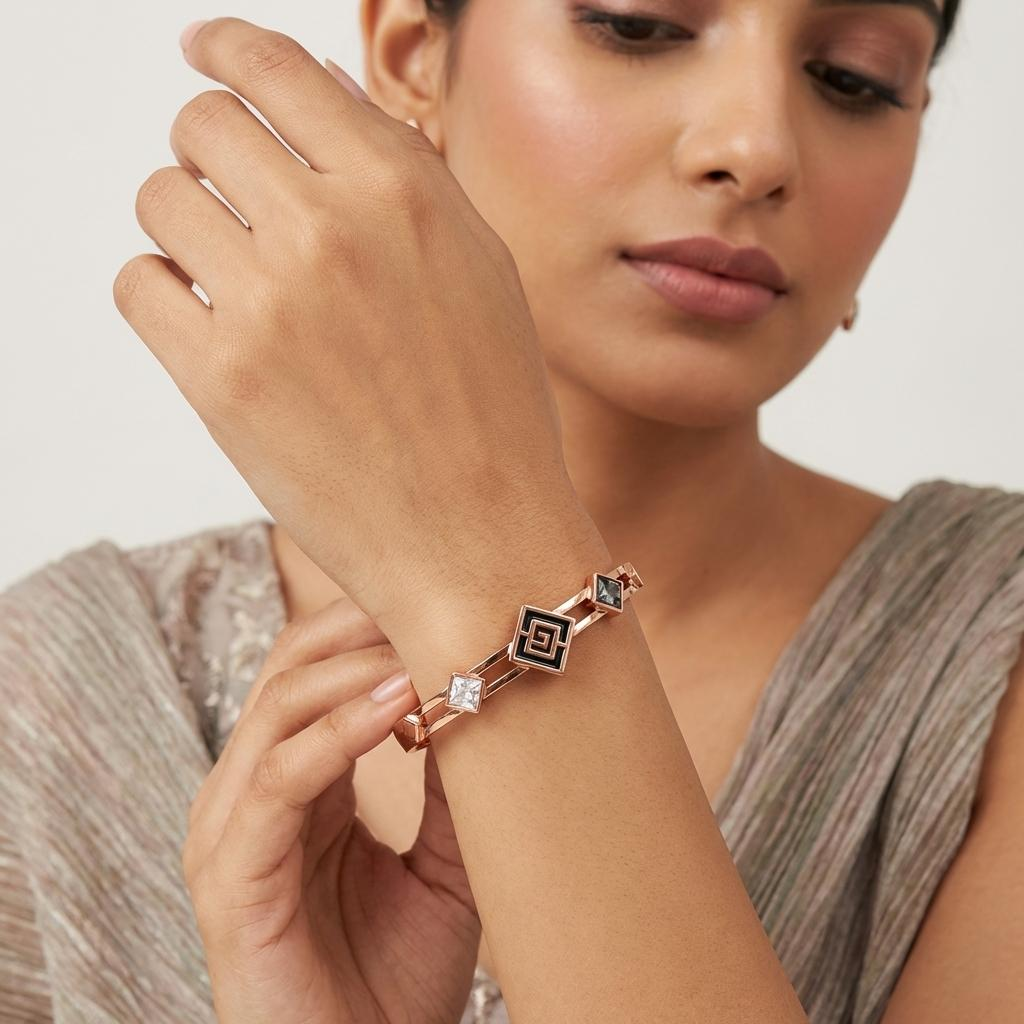 Square Crystal Black White Bracelet