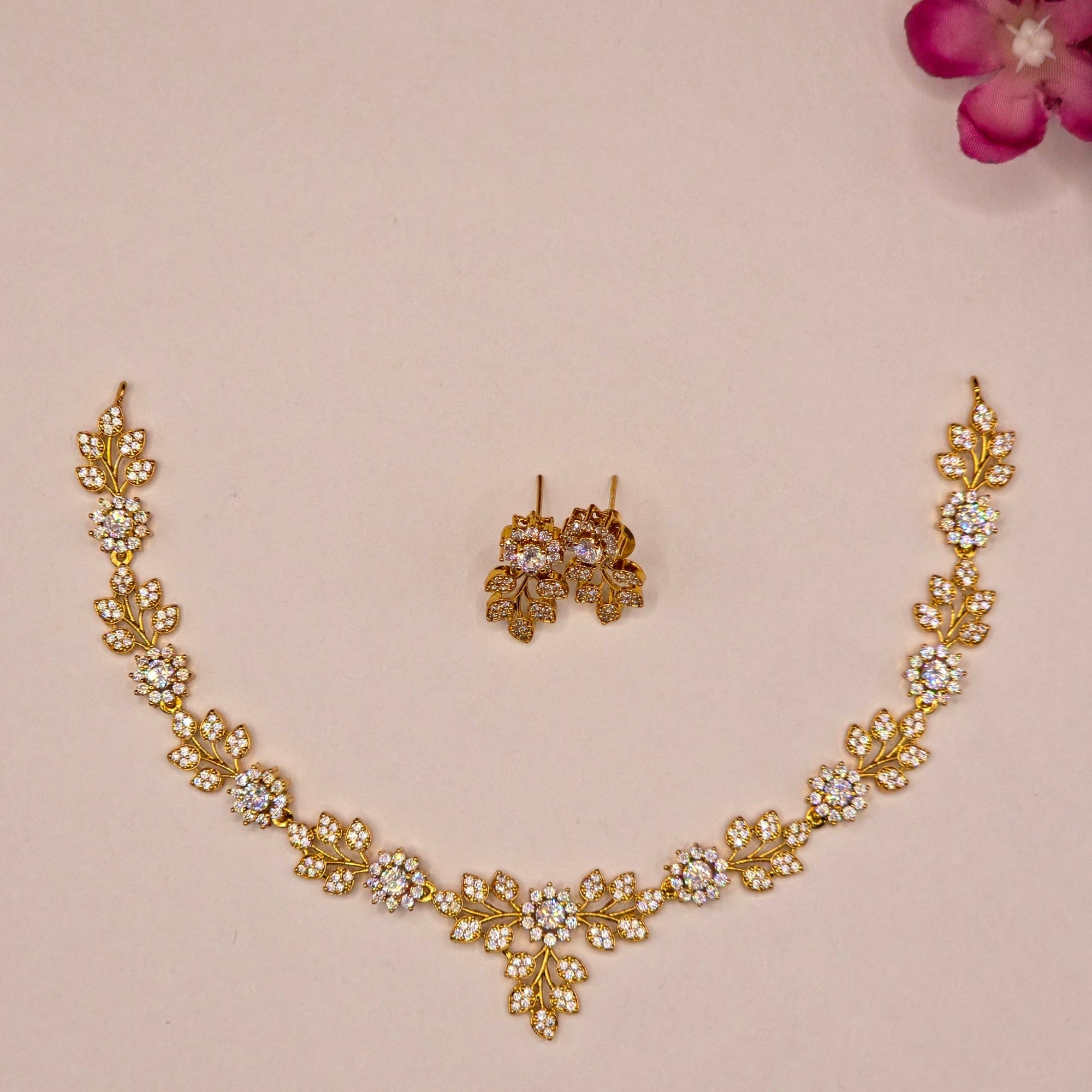 Floral Vine CZ Necklace Set