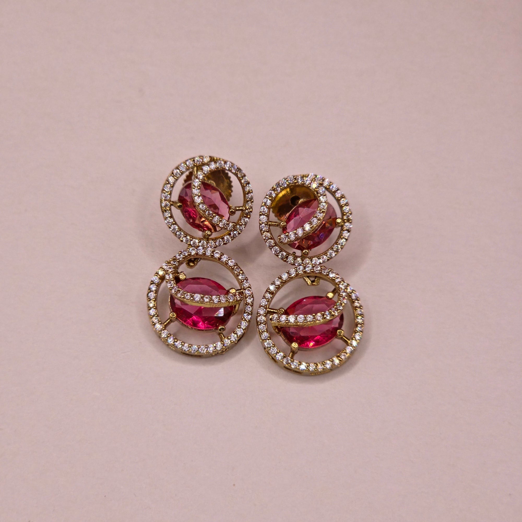 Ruby Pink Crystal Designer Necklace Set