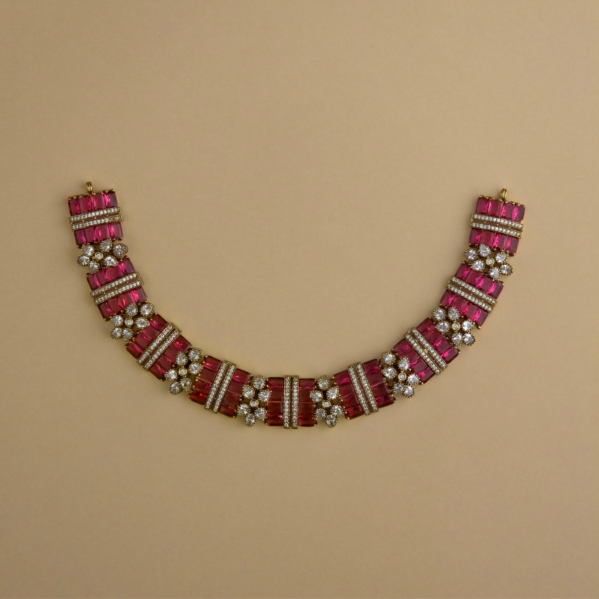 Royal Ruby Victorian Floral CZ NeckSet