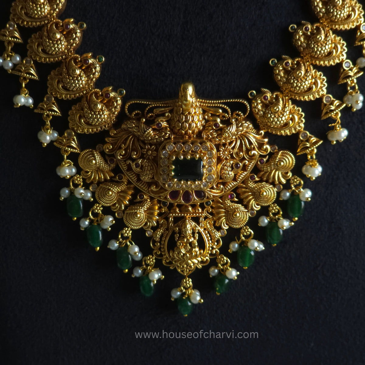 Peacock Temple Necklace Set