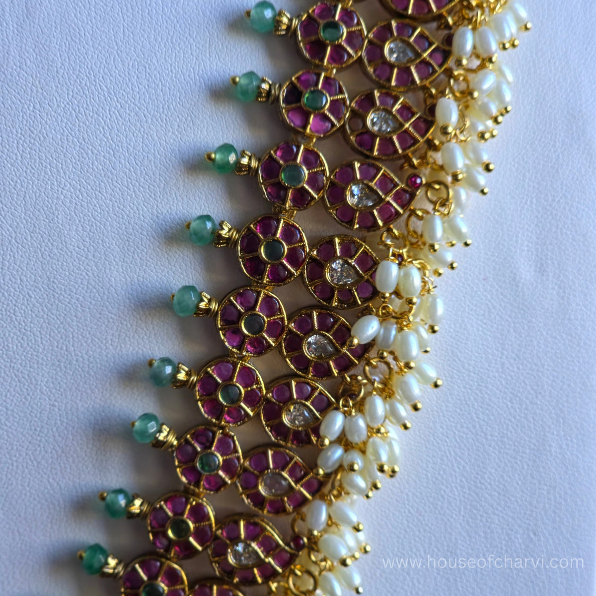 Ruby Green Peacock Necklace Set