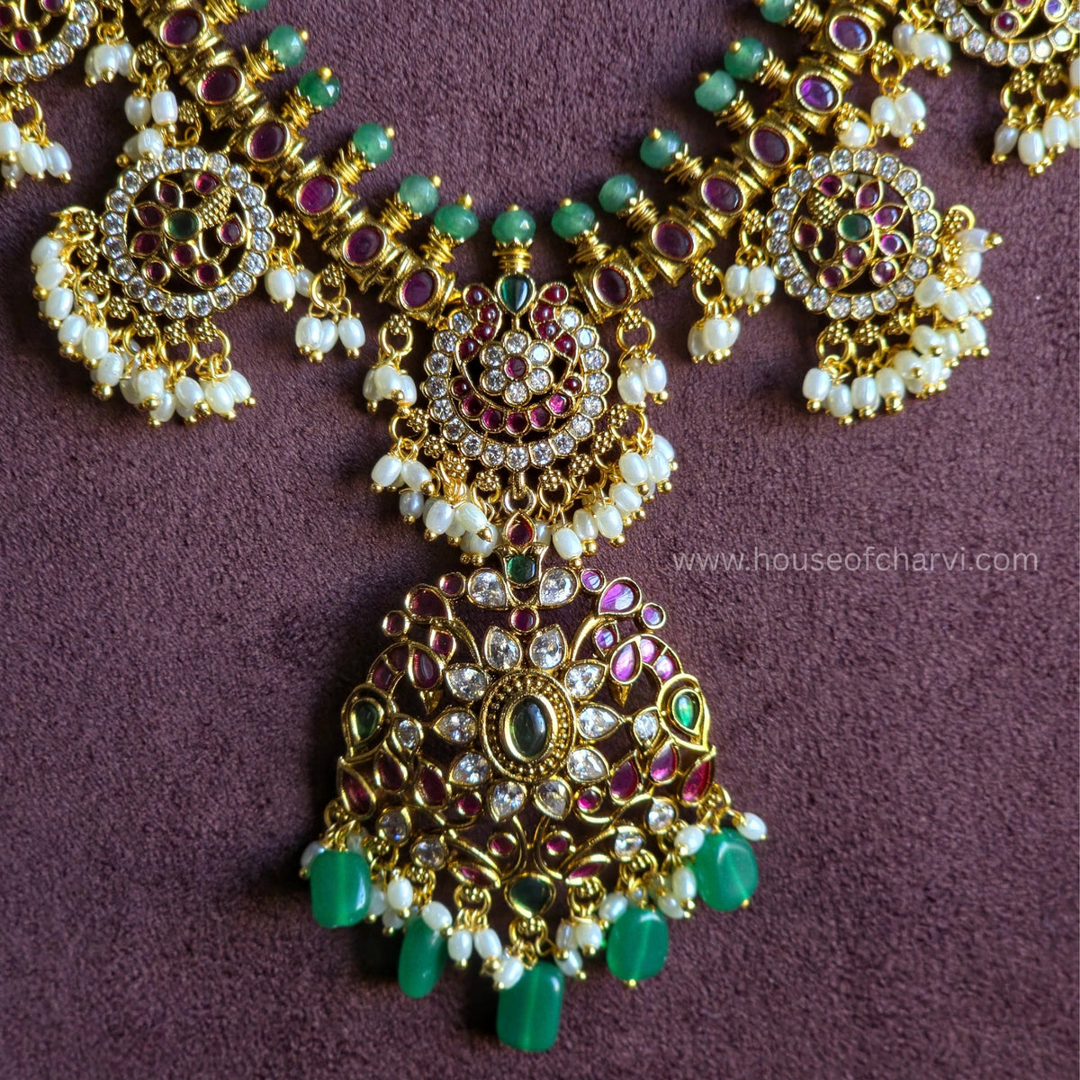 Grand Ruby Green Necklace Set