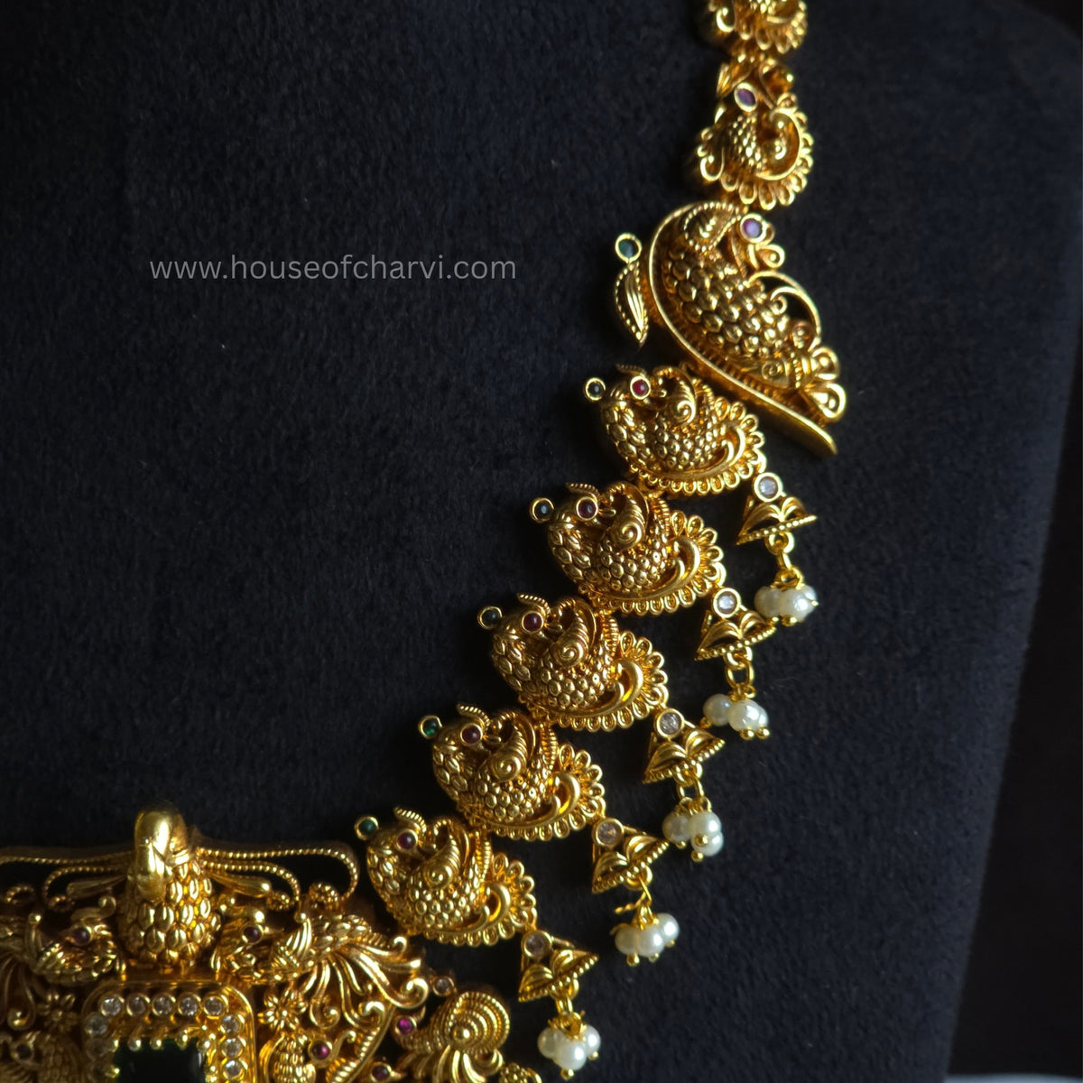 Peacock Temple Necklace Set