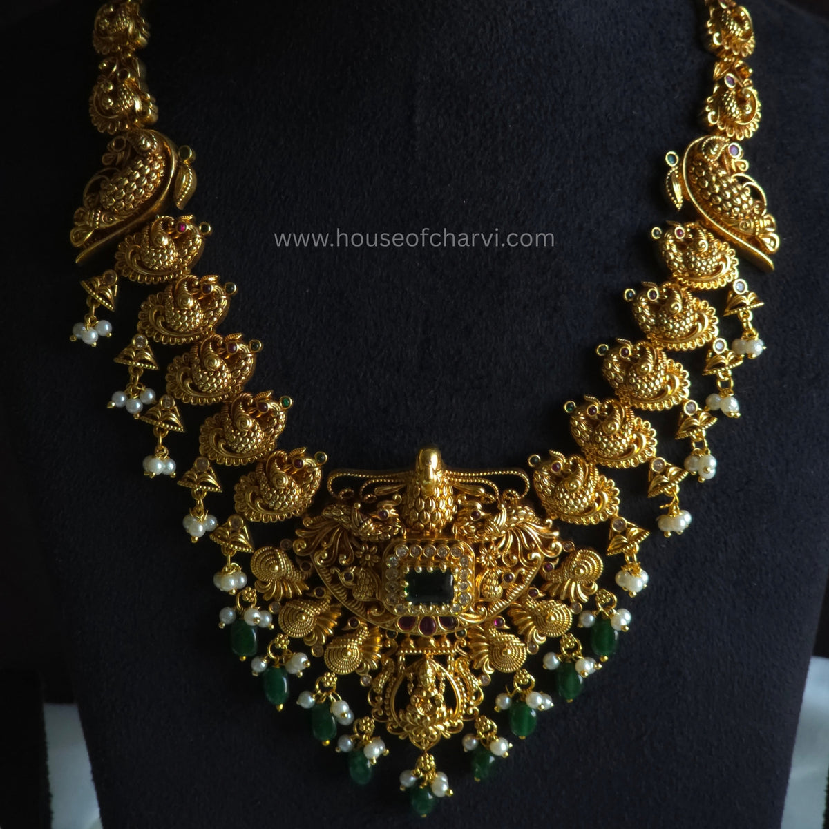 Peacock Temple Necklace Set