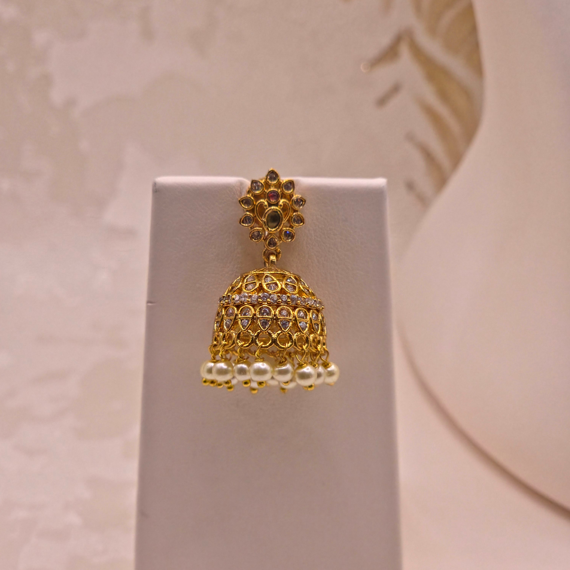 Peacock Pearl Jhumka Set