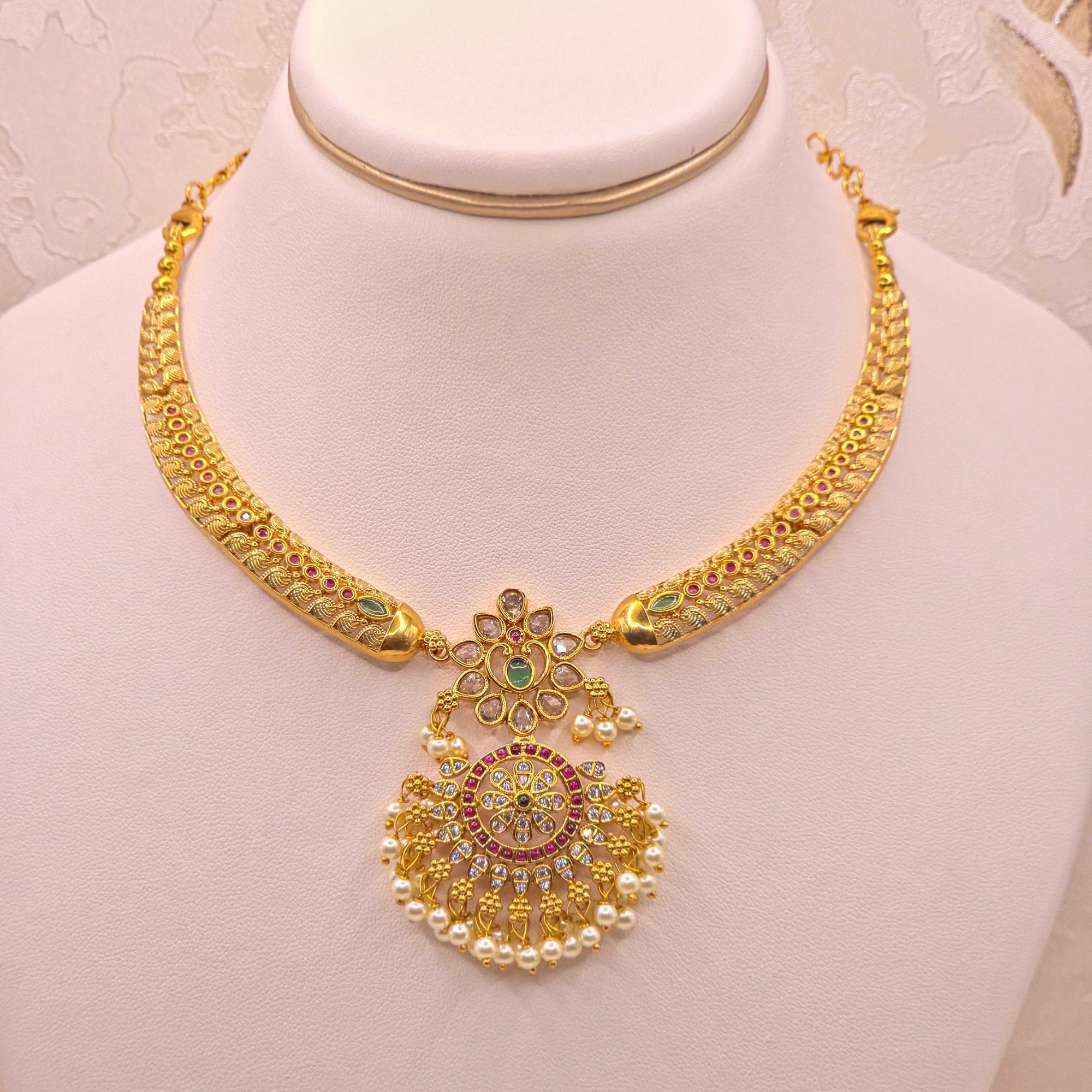 Peacock Pearl Jhumka Set