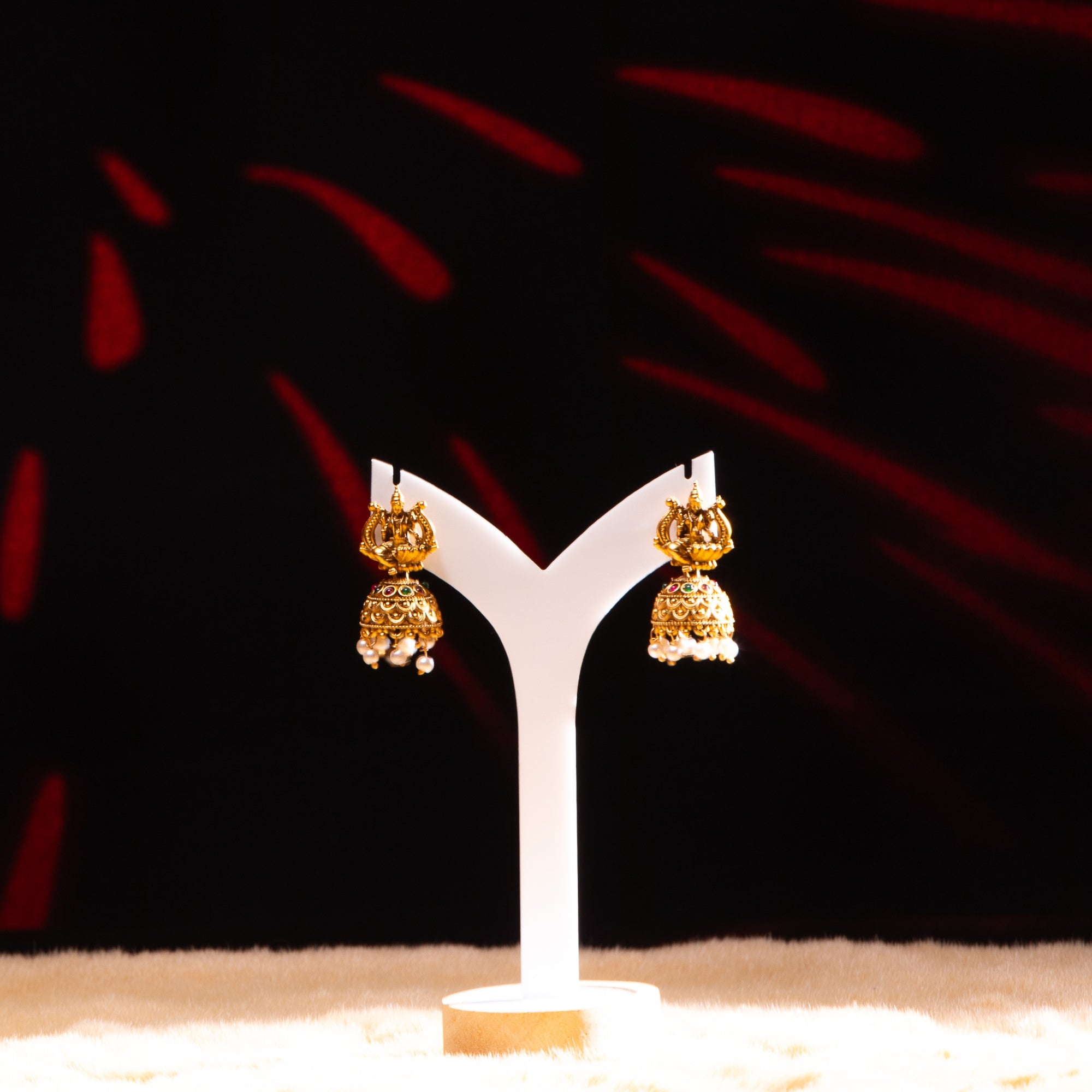 Lakshmi Aqua Jade Haaram Jhumka Set