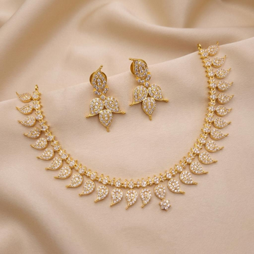 CZ Leaf Cluster Necklace Set