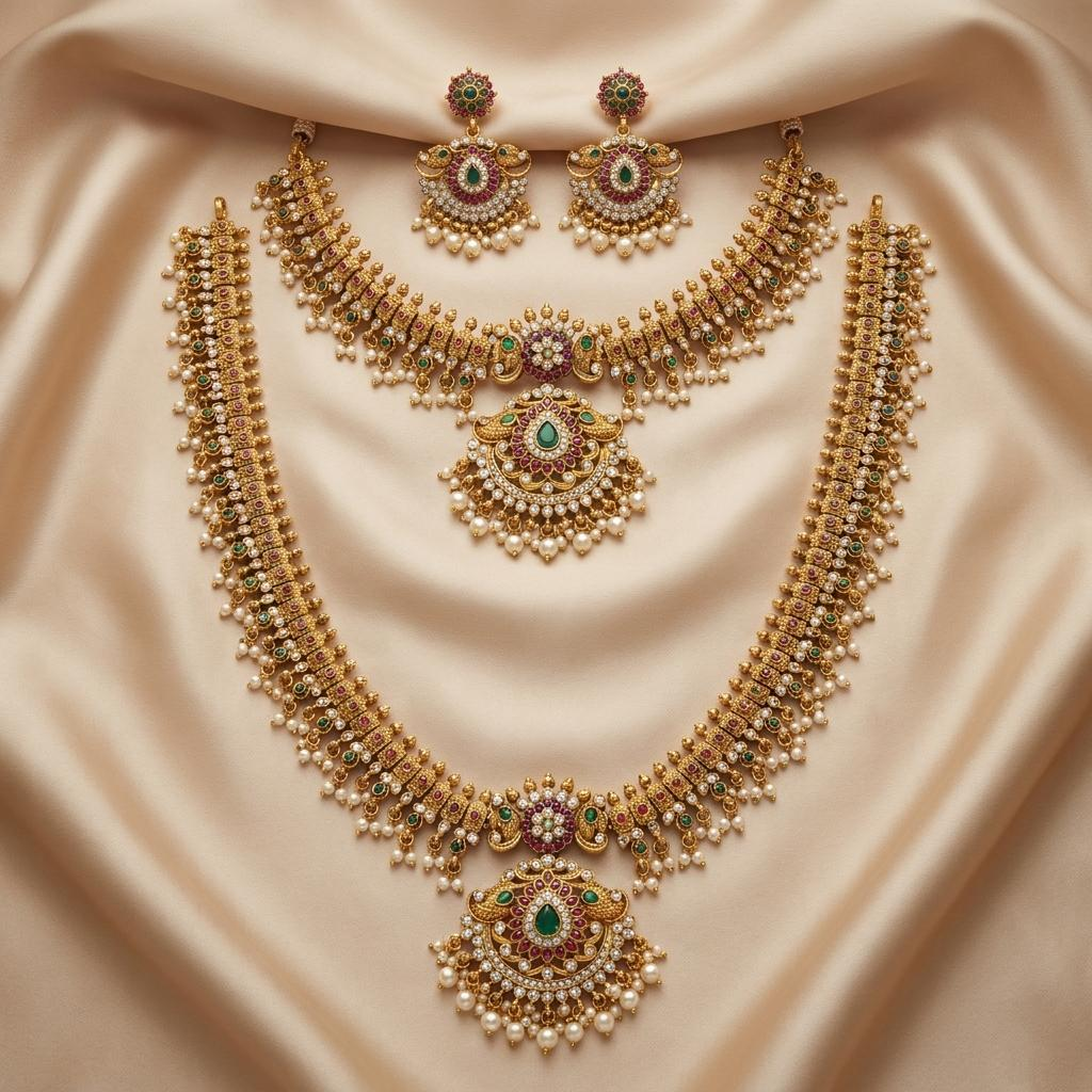 Royal Pearl Kundan Bridal Combo Set