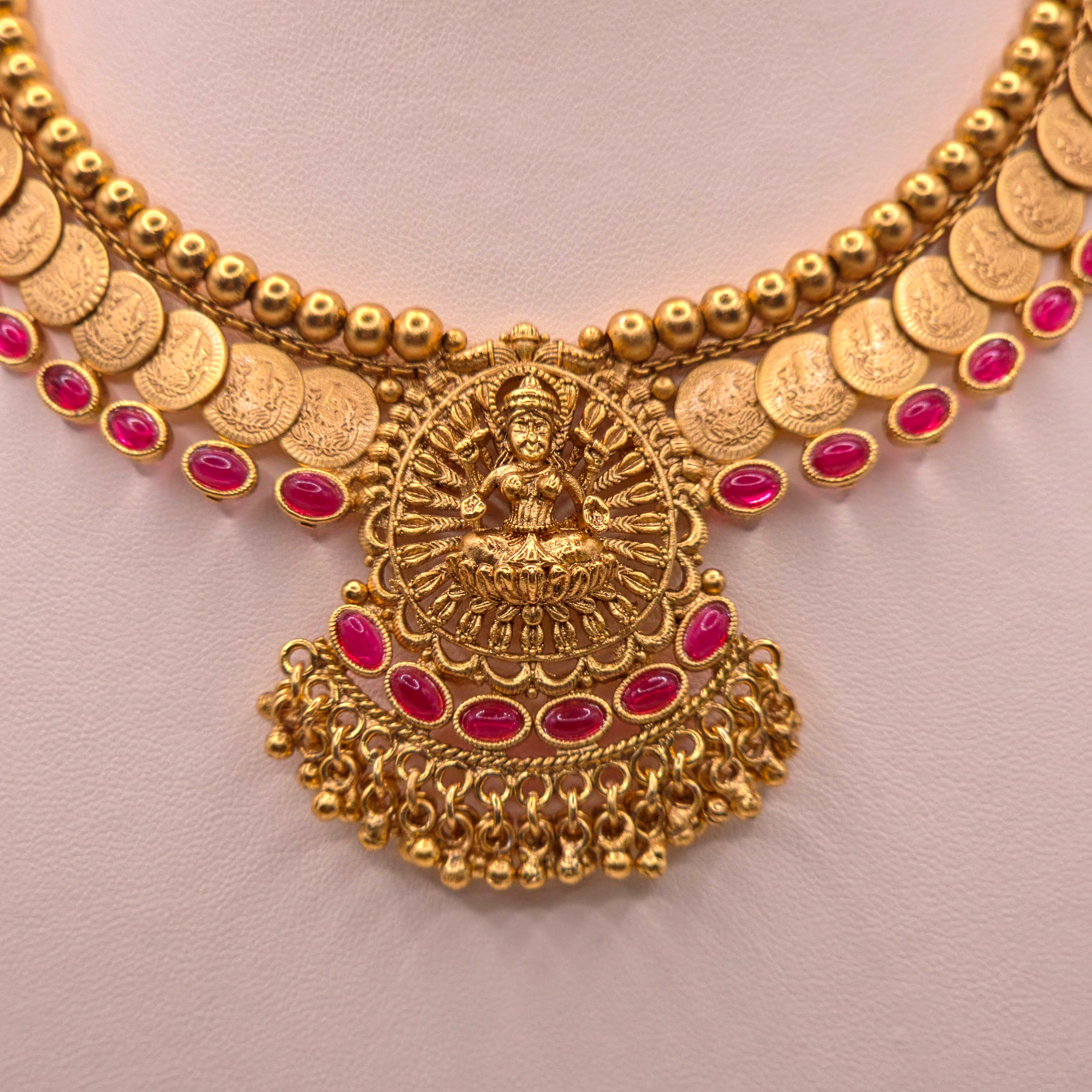 Lakshmi Coin Ruby Temple Set