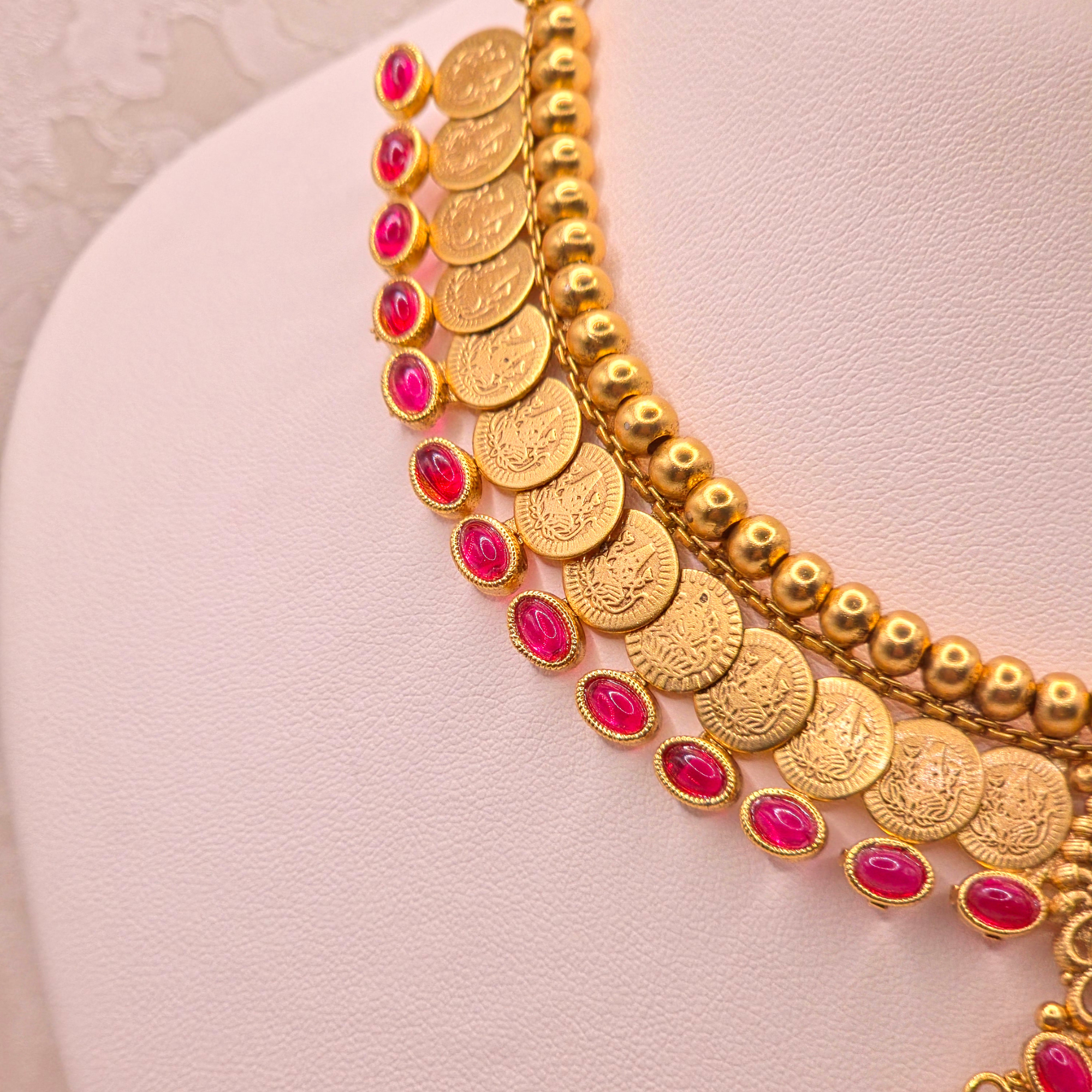 Lakshmi Coin Ruby Temple Set