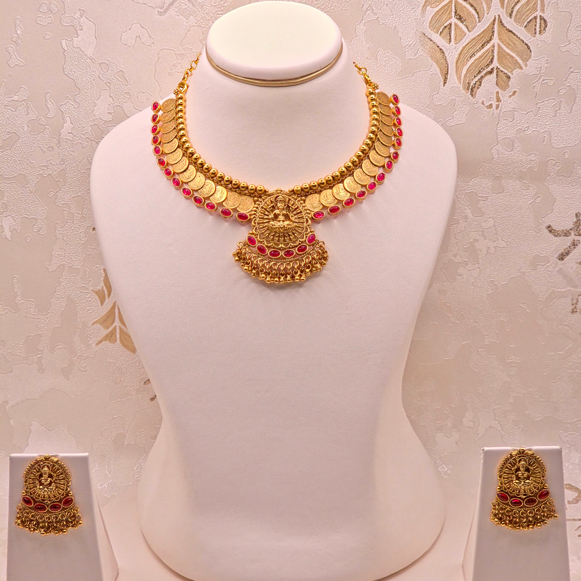 Lakshmi Coin Ruby Temple Set