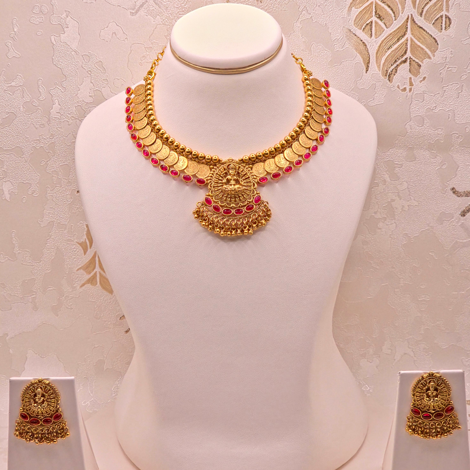 Lakshmi Coin Ruby Temple Set