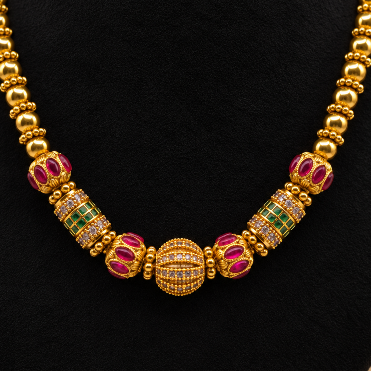 Ruby Gold Bead Necklace