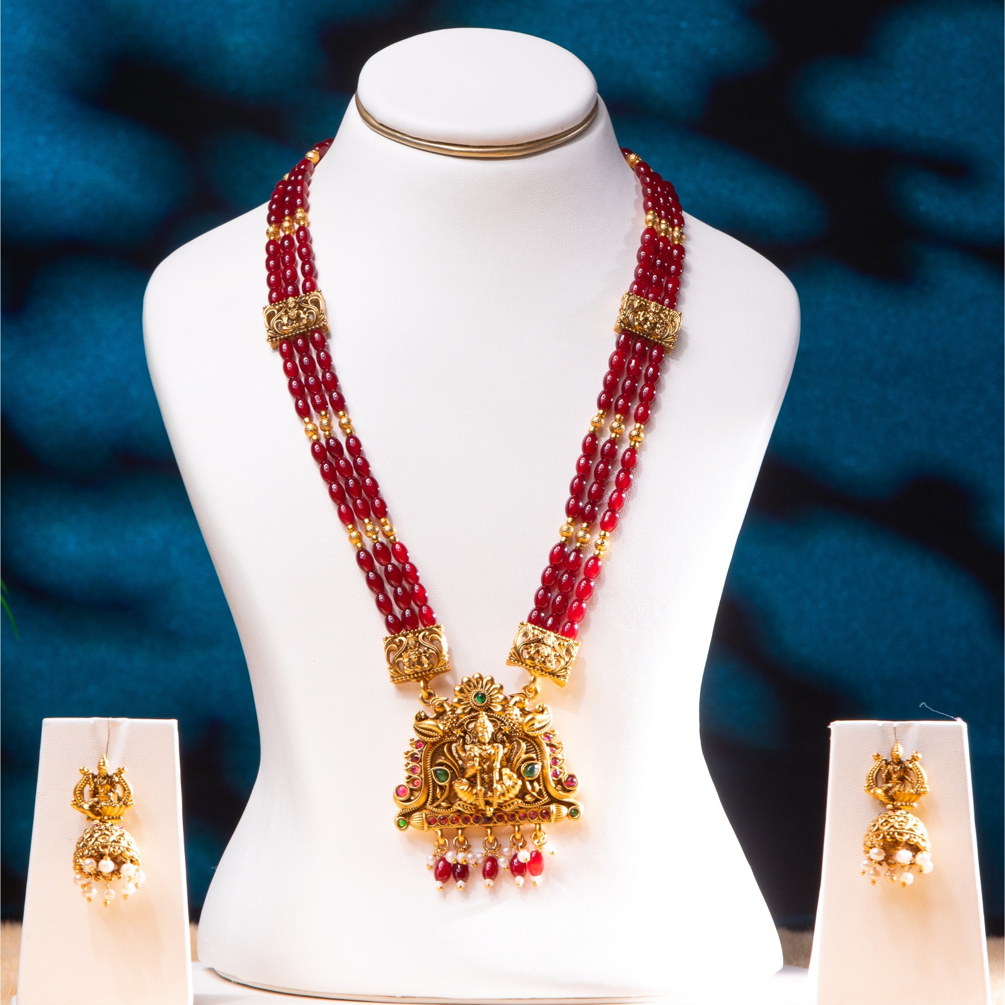 Lakshmi Ruby Haaram Jhumka Set