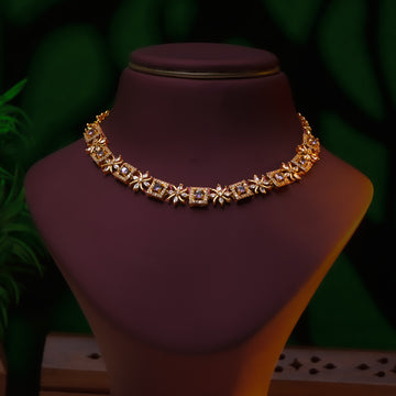 Blue Sapphire Floral Necklace Set