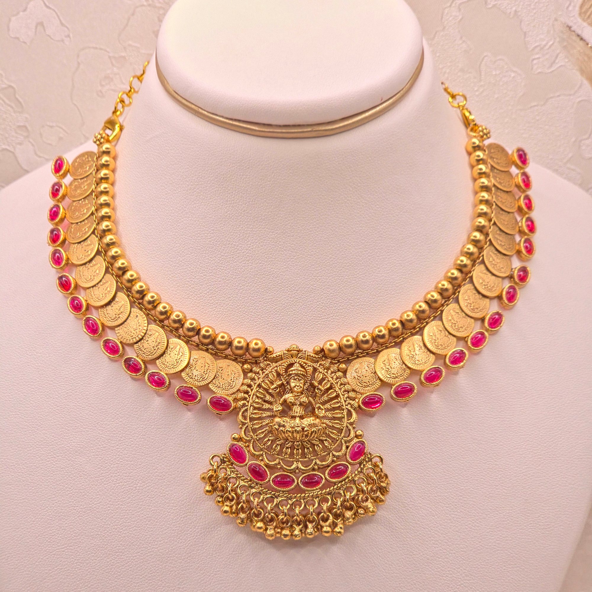 Lakshmi Coin Ruby Temple Set