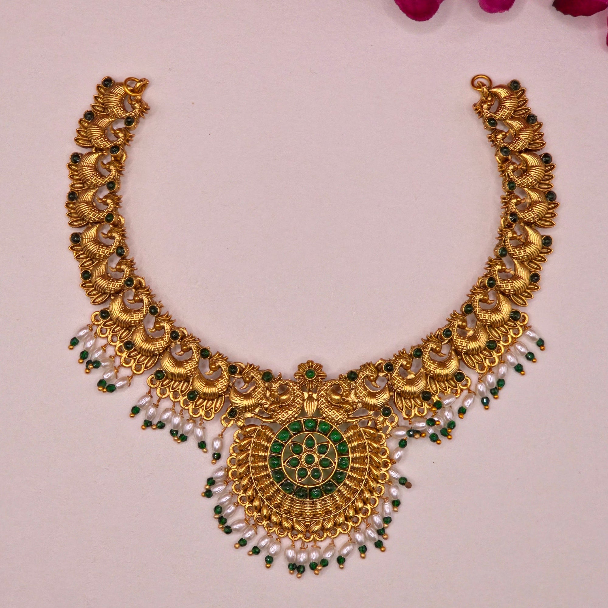 Royal Peacock Temple Necklace Set