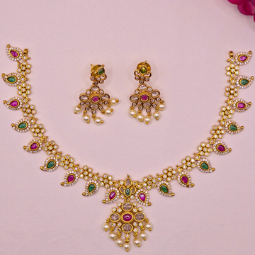 Ruby Emerald Paisley Kundan Neckset
